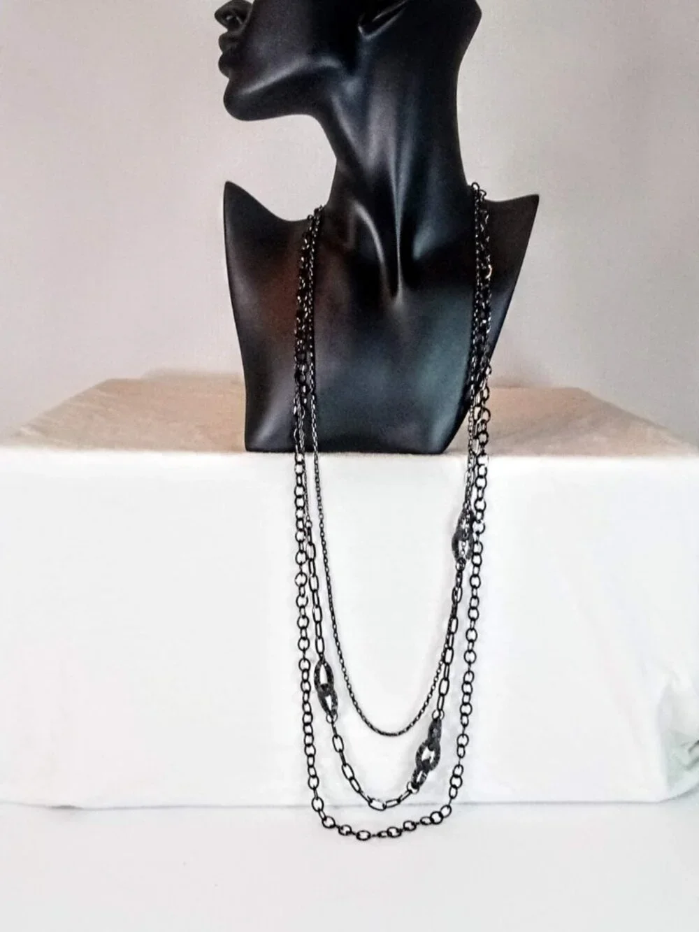 New Long Black Net Necklace